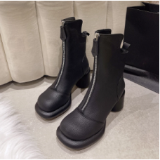 Women's Chelsea Boots Winter Fashion High Heels Ankle Boots Casual Shoes Platform Zip Biker Boots High Heels Botas