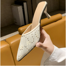 Summer High Heels Women Slippers Pumps Trend Sexy High Heels Shoes Fashion Shiny Sandals Dress Party Mules