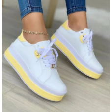 Sneakers Women's Vulcanized Shoes Outdoor Casual Wedge Shoes Women's Fashion Lace-Up Sneakers Women's Wedge Flats