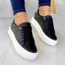 Spring Season Ladies Casual Shoes Leather Lace Up Ladies Mesh Sneakers Platform Women Vulcanized Shoes Zapatos Mujer